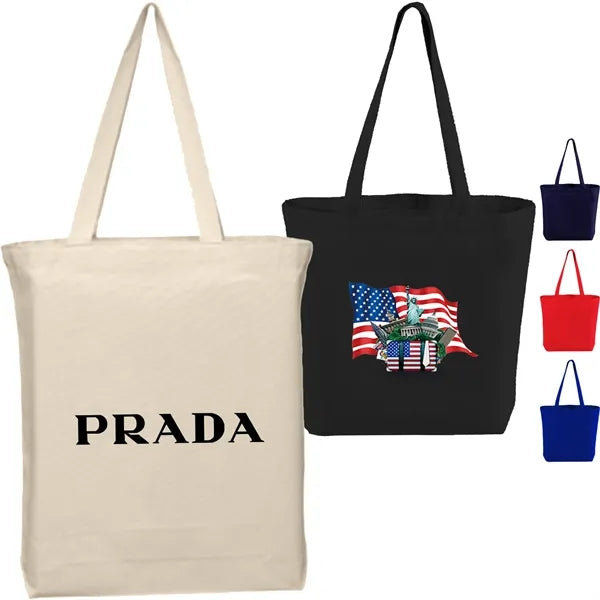 12 Oz. Cotton Canvas Tote Bag W/ Gusset