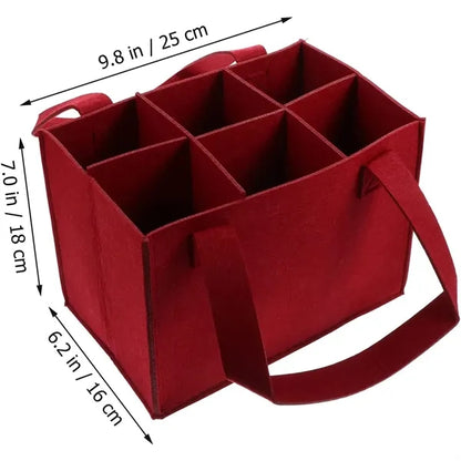 6 Bottle Felt Wine Carrier With Divider