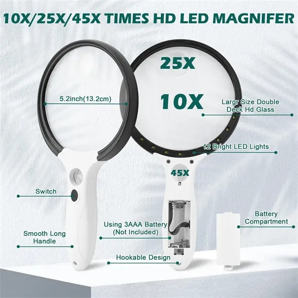 Magnifying Glass with 12 LED Lights