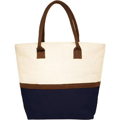 Eco-Friendly Beach Shopping Jute Tote Bag W/ Zipper
