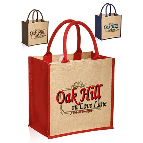 Laminated Jute Bags w/ Colored Sides and Handles