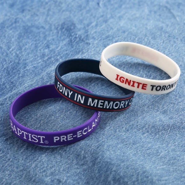 Debossed & Color Filled Silicone Bracelets