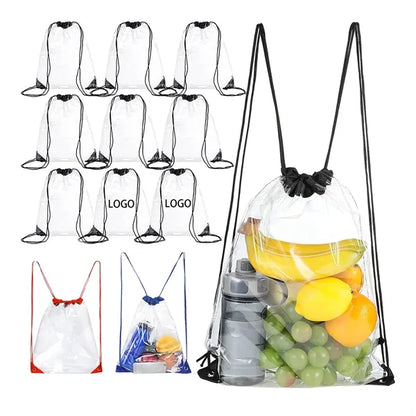 PVC Transparent Drawstring Backpack Bag