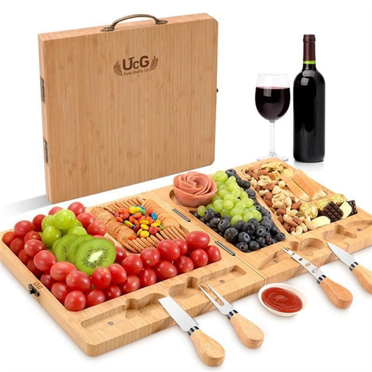 Travel Charcuterie Boards Bamboo Serving Cheese Tray