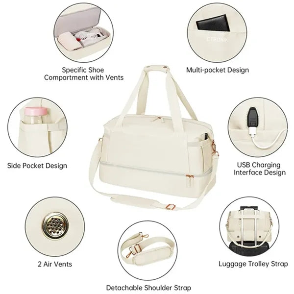 Gym Weekender Travel Duffel Bag for Women Overnight