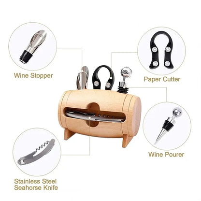 Wine Bottle Opener Set In Barrel