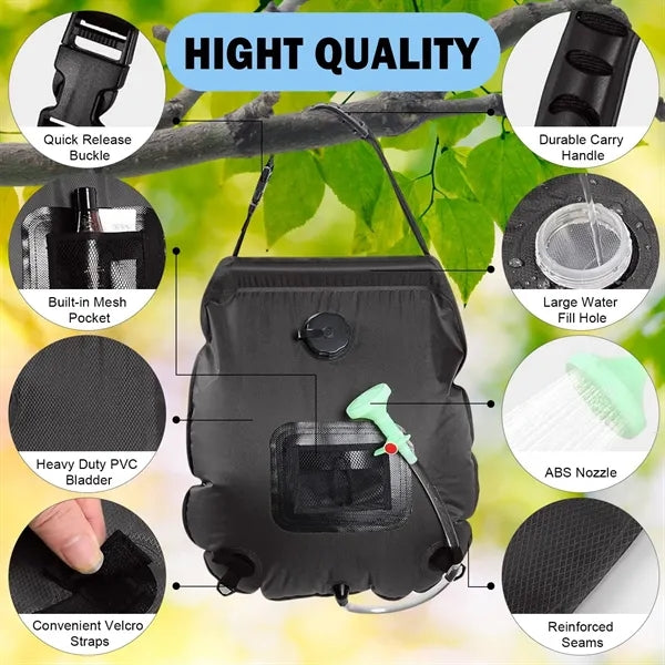 5 Gallon Solar Heated Camping Shower Bag