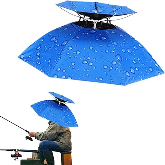 Fishing Double Canopy Umbrella Hat Folding Sun Rain Cap