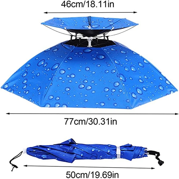 Fishing Double Canopy Umbrella Hat Folding Sun Rain Cap