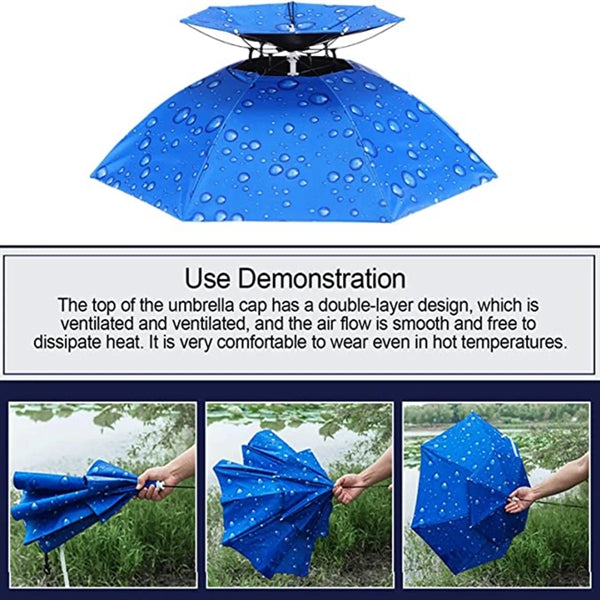 Fishing Double Canopy Umbrella Hat Folding Sun Rain Cap
