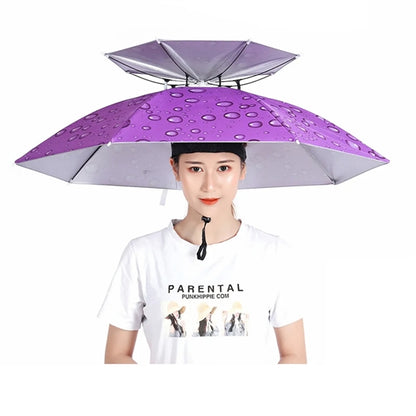 Fishing Double Canopy Umbrella Hat Folding Sun Rain Cap