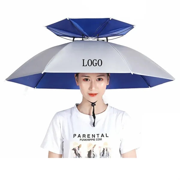 Fishing Double Canopy Umbrella Hat Folding Sun Rain Cap