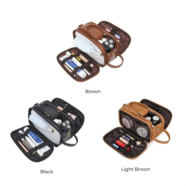 Toiletry Bag for Men Travel Shaving Dopp Kit PU Leather