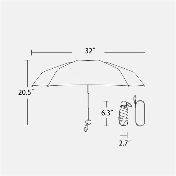 Mini Five-Fold Vinyl Folding Sun Umbrella