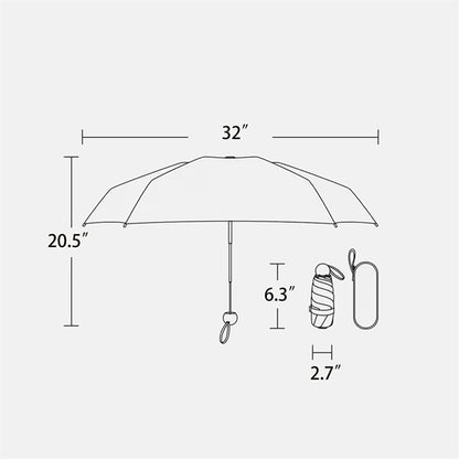 Mini Five-Fold Vinyl Folding Sun Umbrella