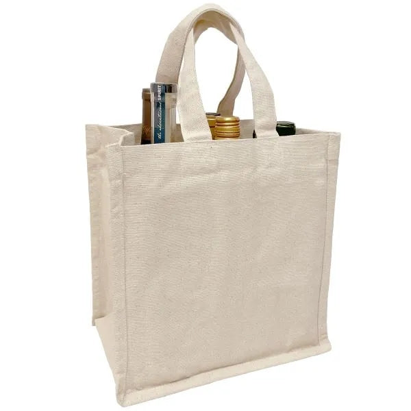 Heavyweight Cotton 6 Bottle Wine Tote Bag - Full Color