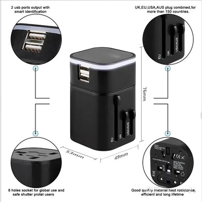 Worldwide All in One Universal Travel Wall Plug Adaptor