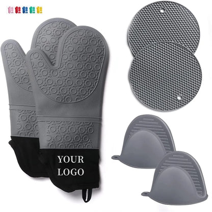 Extra Long Oven Mitts and Pot Holders Sets