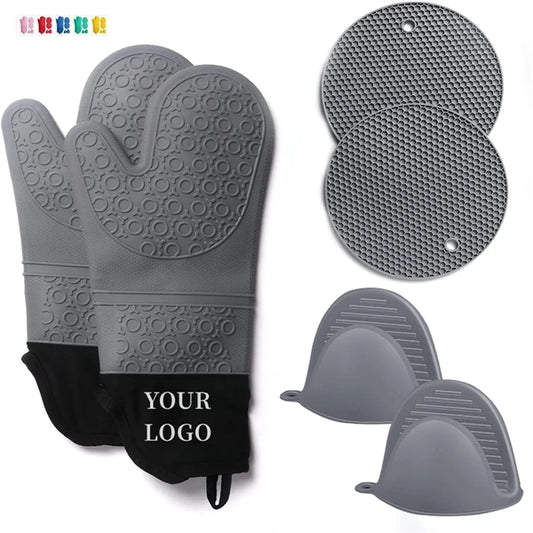 Extra Long Oven Mitts and Pot Holders Sets