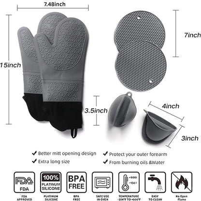 Extra Long Oven Mitts and Pot Holders Sets