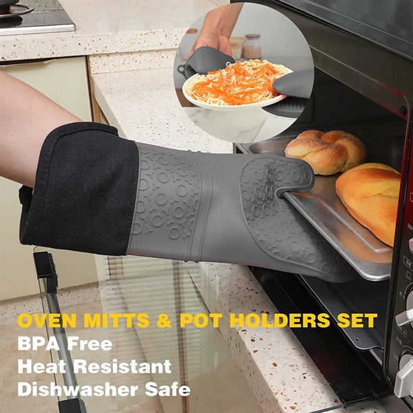 Extra Long Oven Mitts and Pot Holders Sets