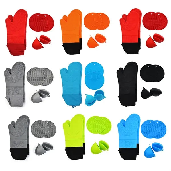 Extra Long Oven Mitts and Pot Holders Sets
