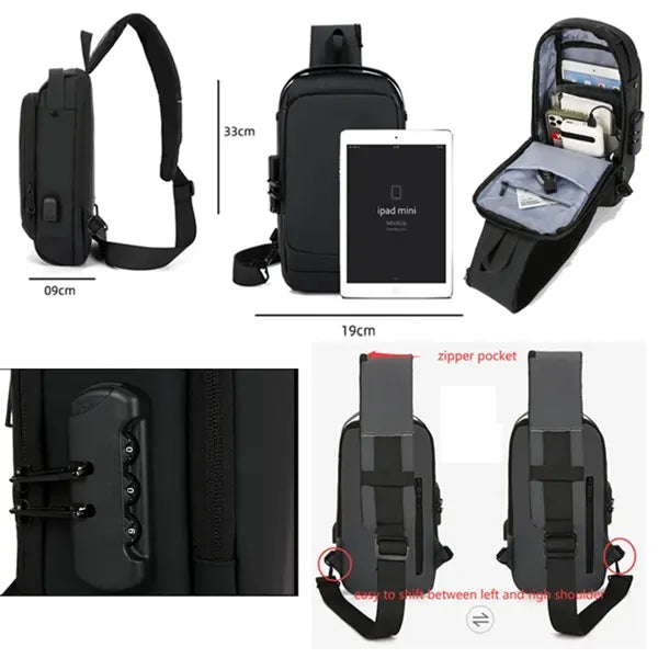 Waterproof Crossbody Sling Bag with Lock