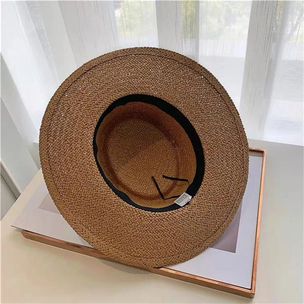 Womens Wide Brim Straw Summer Beach Sun Hat