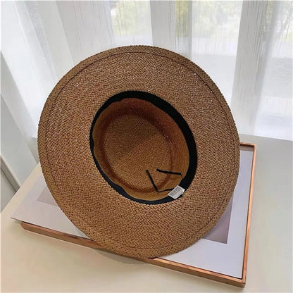Womens Wide Brim Straw Summer Beach Sun Hat