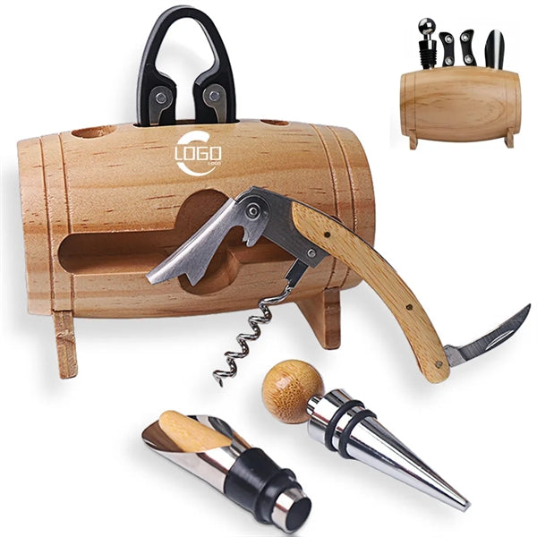 Wine Bottle Opener Set In Barrel