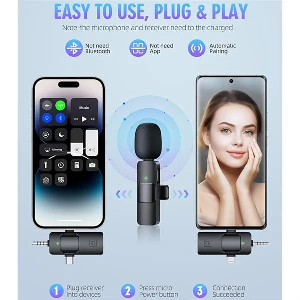 3 in 1 Wireless Lavalier Microphones