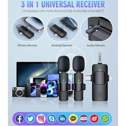 3 in 1 Wireless Lavalier Microphones