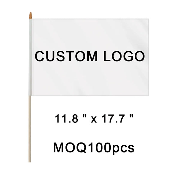 11 4/5 " x 17 7/10 " Custom Polyester Hand Waving Flag