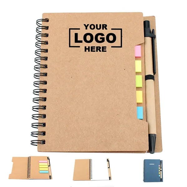 Spiral Lined Wire bound Notebook with Pen and Tabs