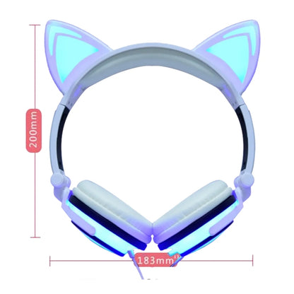 Glowing Cat Ear Wired Headphones for Kids