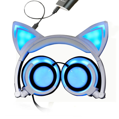 Glowing Cat Ear Wired Headphones for Kids