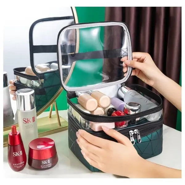PVC Double Layer Travel Makeup Bag