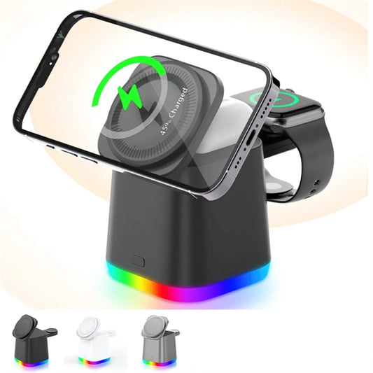 3 In 1 Magnetic Wireless Ambient Light Charging Station