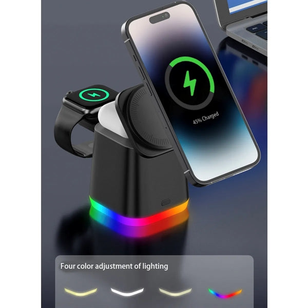 3 In 1 Magnetic Wireless Ambient Light Charging Station