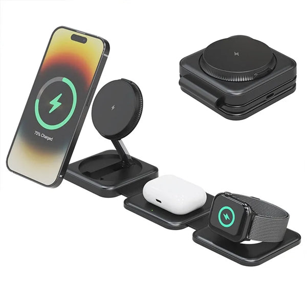 3 In1 Wireless Charging Magnetic Foldable Charger Station