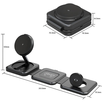 3 In1 Wireless Charging Magnetic Foldable Charger Station
