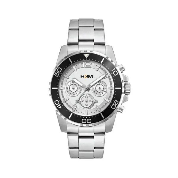 44MM, SILVER METAL CASE, BK BEZEL, CHRONO MVT