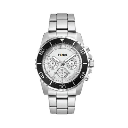 44MM, SILVER METAL CASE, BK BEZEL, CHRONO MVT