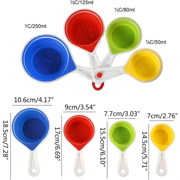 Silicone Folding Measuring Cup And Spoon Set Of Four Pieces