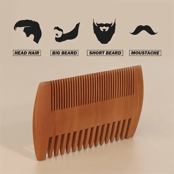 Wooden Beard Comb And Brush Set