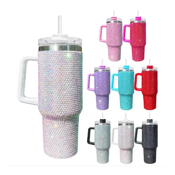 40 Oz Bling With Handle Rhinestones Tumbler