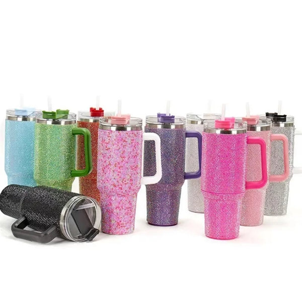 40 Oz Bling With Handle Rhinestones Tumbler