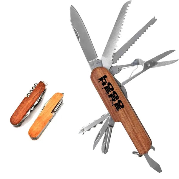 Pocket Foldable Multitool With Wood Handle