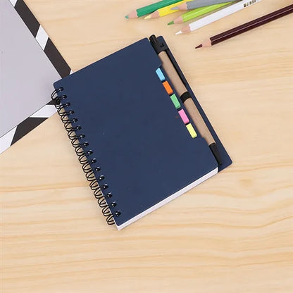 Spiral Notebook With Pen In Holder And Sticky Notes