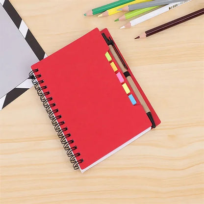Spiral Notebook With Pen In Holder And Sticky Notes